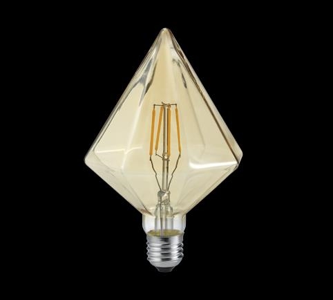 E27 FILAMENT4W/ 360Lm/ 2700K1x cristal pyramid amber/ Diam 11,5cm/ H 16,8cm