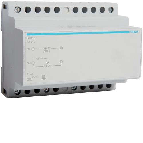 Transformateur 220V/12-24V 63VA 6M.