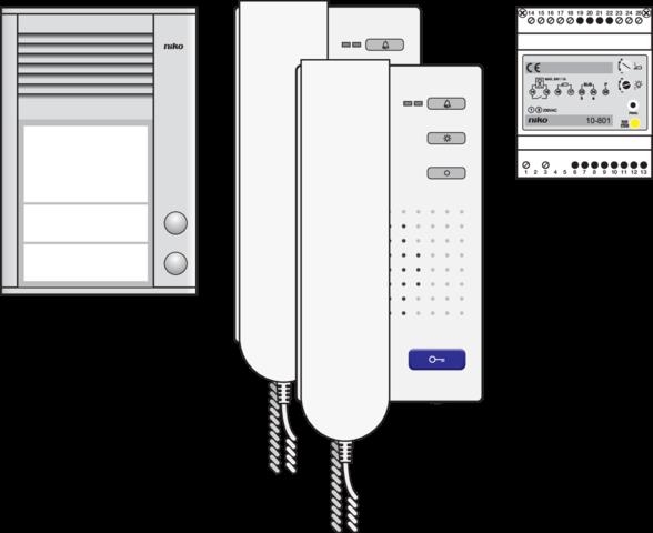 AUDIOKIT MET OPBOUWBUITENPOST, 2 BELDRUKKNOPPEN, VOORGEPROGRAMM.