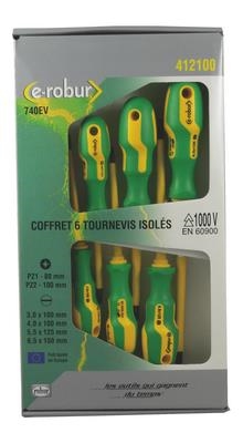 Coffret 6 tournevis électriciens ISO 1000V