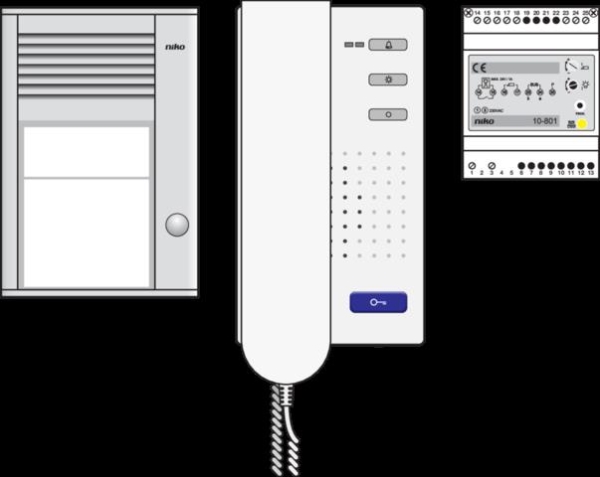 AUDIOKIT MET OPBOUWBUITENPOST, 1 BELDRUKKNOP, VOORGEPROGRAMM.