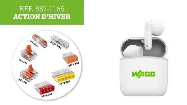 Colis Wago action hiver 2026 assortiment bornes rapides (série 221) + Ecouteurs sans fil