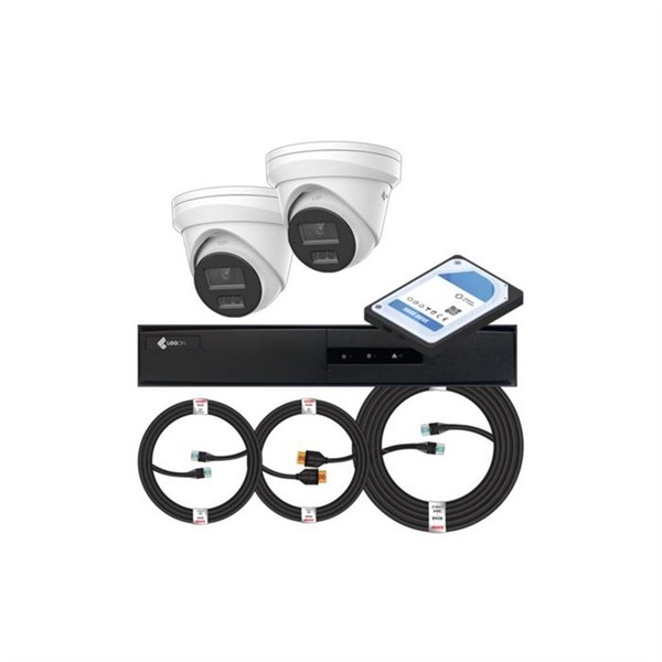 LOGON KIT2:2x 4MP Turrets Camera + 1x NVR 4 port PoE - HDD 1 TB incl.+ 2x RJ45 Cable 18m + 1x RJ45 C