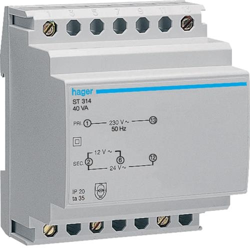 Transformateur 220V/12-24V 40VA 4M.