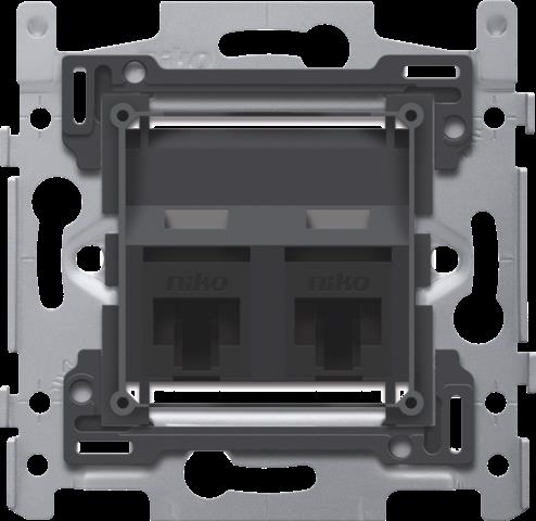 2 CONNEXIONS RJ45 UTP CAT. 6, OBLIQUE, 60X71, VIS