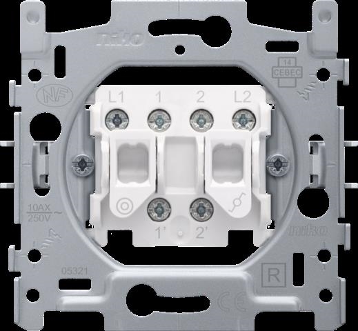 SOCLE INTERRUPTEUR VA-ET-VIENT 10A ET BOUTON-POUSSOIR NO/NF, VIS