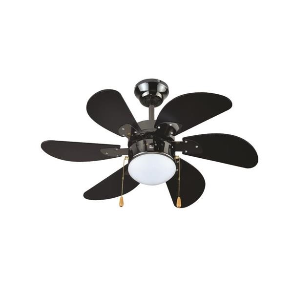 DECORATIVE FAN WITH 1 LIGHT E27 BLACK AND REMOTE CONTROL Φ90 70W