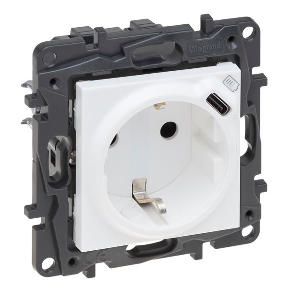 Niloé contactd.2P+A+USB-schuko 16A-250V-spanklauwen-wit