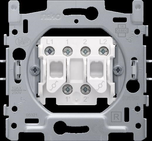 SOCLE INTERRUPTEUR VA-ET-VIENT DOUBLE 10A, BORNES À VIS