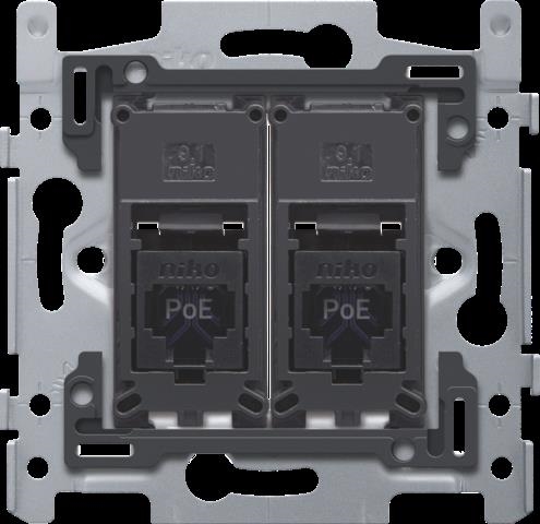 2 CONNEXIONS RJ45 UTP CAT6, POE++, PLAT, 60X71, VIS