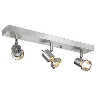 ASTO 3 wall and ceiling light, triple-headed, QPAR51, brushed aluminium, max. 225 W