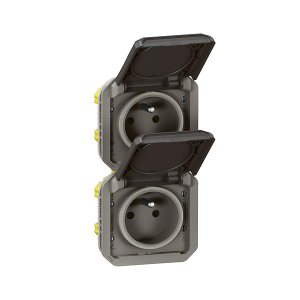 Plexo prise 2x2P+T vertical mécanisme IP55 IK08 anthracite