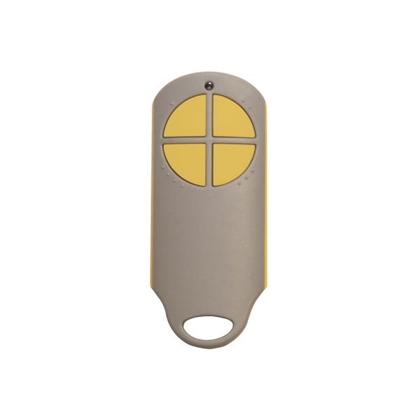 TÉLÉCOMMANDE 4 BOUTONS RADIO 868 MHZ JAUNE BI-TECHNOLOGIE AVEC BADGE