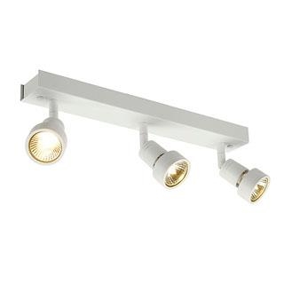 PURI 3 wall and ceiling light, triple-headed, QPAR51, matt white, max. 150 W, with deco ring