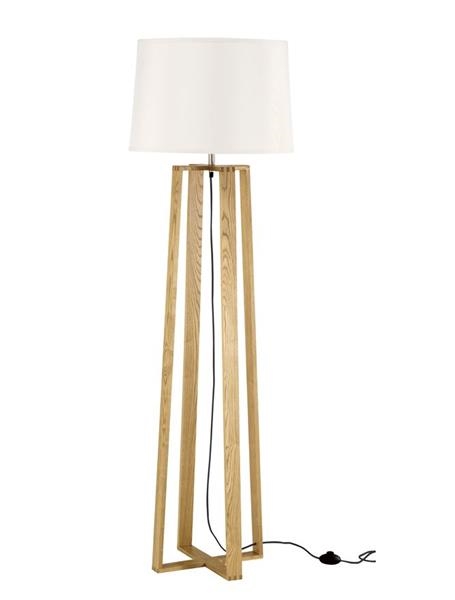 ALMA Natural Wood Sand White Shade Black Fabric Wire LED E27 1x12 Watt 230 Volt IP20 Bulb Excluded C