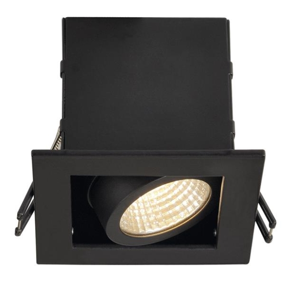 KADUX 1 SET recessed fitting, single-headed LED, 3000K, square, matt black, 38°, 9W, incl. driver