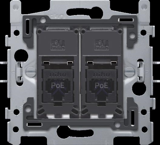 2 CONNEXIONS RJ45 UTP CAT6, POE++, PLAT, 60X71, GRIFFES