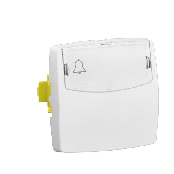 Oteo drukknop + etikethouder 6A-250V samenst. apparaat-wit
