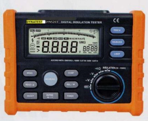 Compteur d'isolation, 50-100-250-500-1000V ; 10 GΩ ; 1 000 V DV, 750 V c.a., DAR, PI.