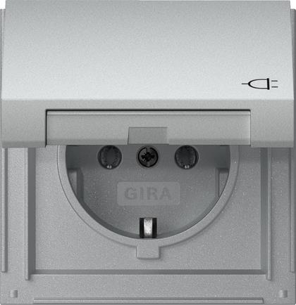 Prise SCHUKO clapet Gira TX_44 t.alu