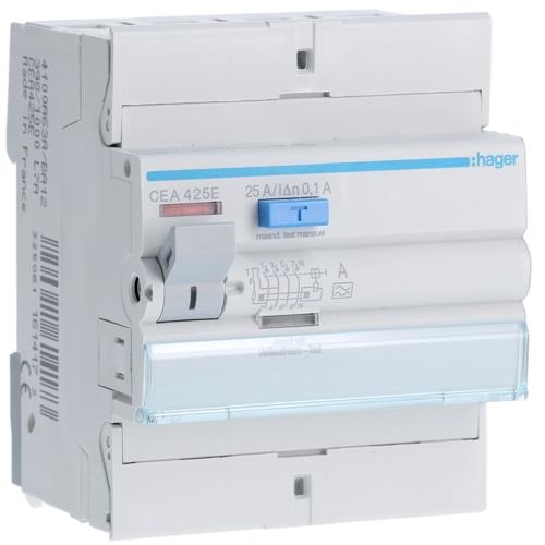 Differentieelschakelaar 4P 25A 100mA type A 4M.