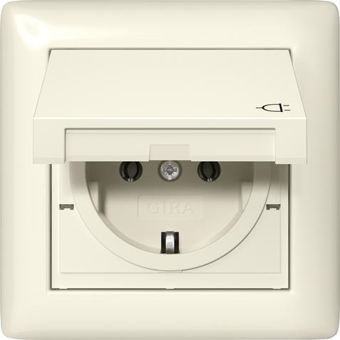 Prise SCHUKO clapet cadre 1x IP44 Standard 55 blanc crème