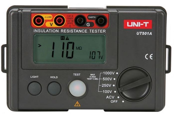 4000 digit Insulation Meter,100-250-500-1000V; 5 GΩ; 750V AC,