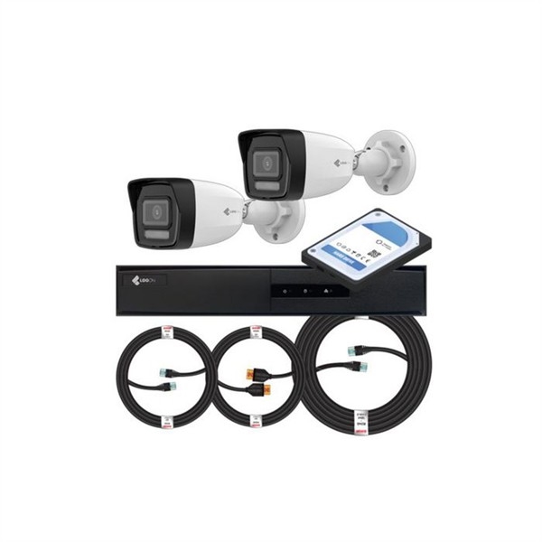 LOGON KIT1:2x 4MP Bullets Camera + 1x NVR 4 port PoE - HDD 1 TB incl ...