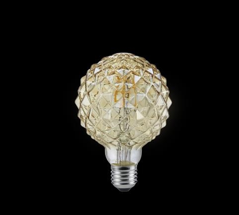 E27 FILAMENT4W/ 320Lm/ 2700K1x G95 structure amber/ Diam 9,5cm/ H 13,5cm