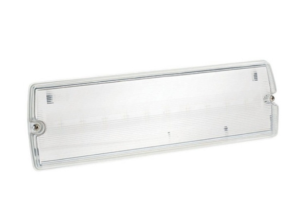 3.3W Spectrum LED Emergency Bulkhead IP65 Maintained Includes set of 4 New Legends - Select Self Tes