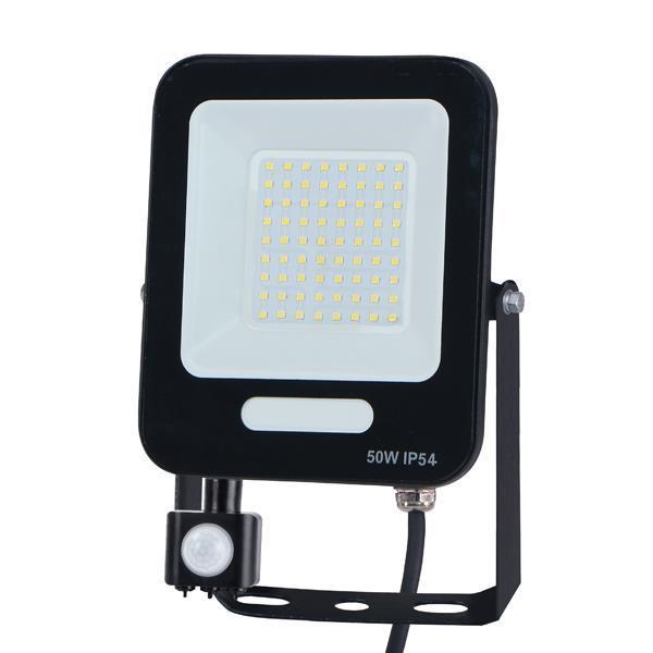 PROJECTEUR LED 50W 4000K IP66 DETECTEUR ROTATIF 360° NOIR