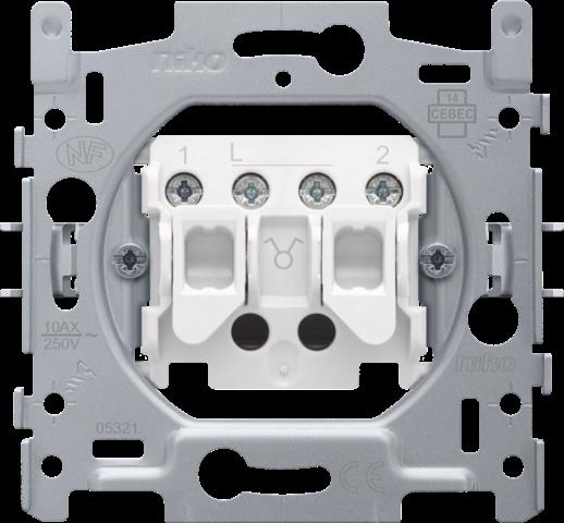 SOCLE INTERRUPTEUR DOUBLE ALLUMAGE 10A, BORNES À VIS