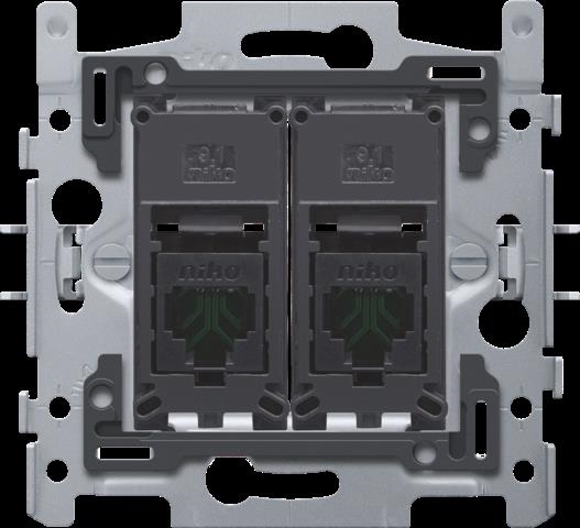 2 RJ45-AANSLUITINGEN UTP CAT. 5E, VLAK, 60X71, KLAUWBEVESTIGING