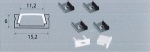Profilé aliminium, 2m, fourni avec opalin, clips et bouchons