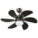 DECORATIVE FAN WITH 1 LIGHT E27 BLACK AND REMOTE CONTROL Φ90 70W