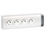 Meerv. contactdoos 4 x 2 P + A 10/16A 230V wit zonder snoer